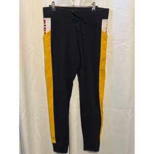 Victorias Secret Pink ASU Jogger Pants Size L Black/Yellow With Drawstring Waist